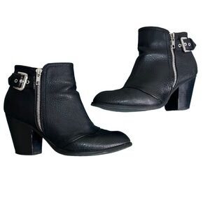 GUESS Faux Leather Black Boots Size 8 Moto